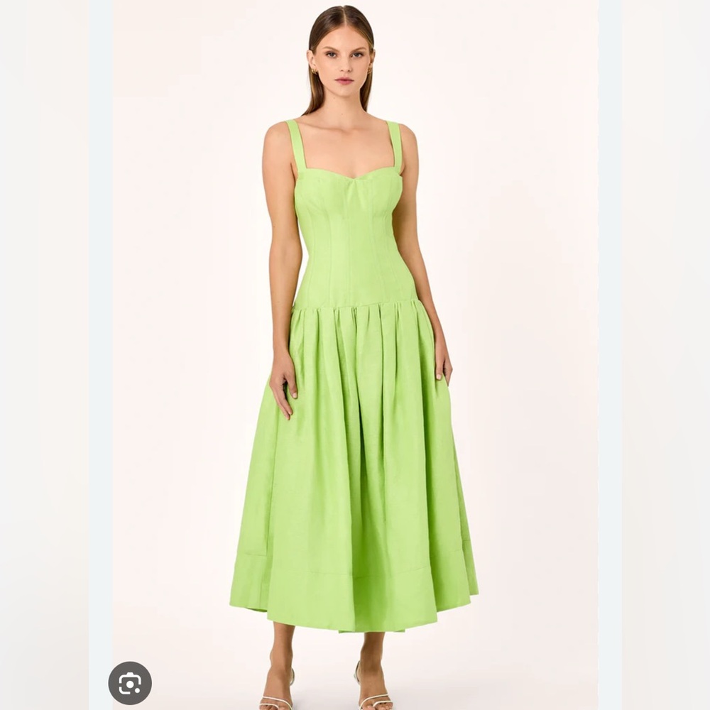 Elegant Lime Green Midi Dress